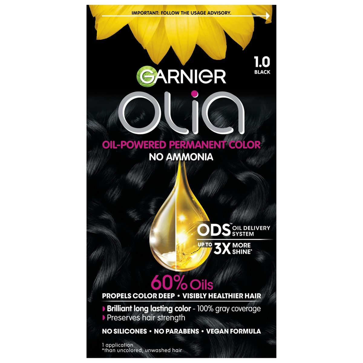 Olia Oil Powered Ammonia Free Permanent Hair Color Family Black