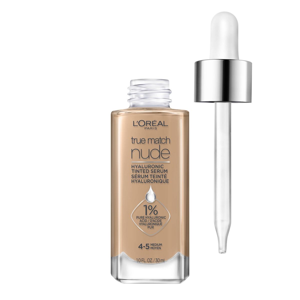 True Match Hyaluronic Tinted Serum Makeup Skincare Hybrid - 1 fl oz 4-5 Medium