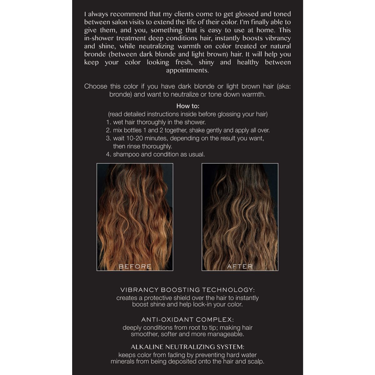 Hair Dye Gloss in Smokey Topaz for Medium Blonde Hair - 4 fl oz